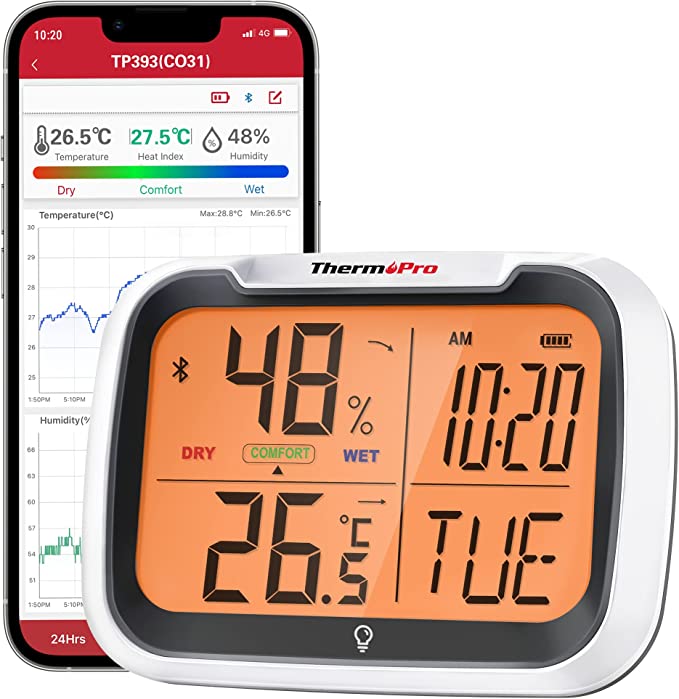 ThermoPro Bluetooth Hygrometer Innen Raumthermometer Digital mit APP  Thermometer
