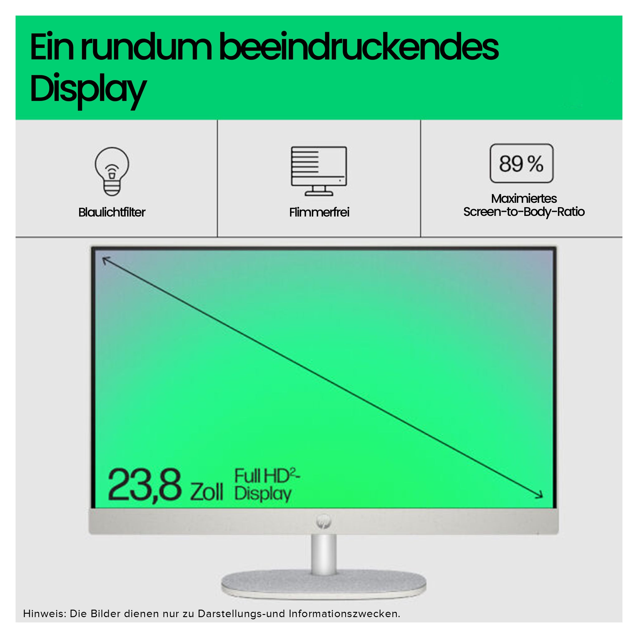 HP All-in-One Desktop PC, i5-1335U, 23.8" FHD, QWERTZ Tastatur + Maus, W11Home