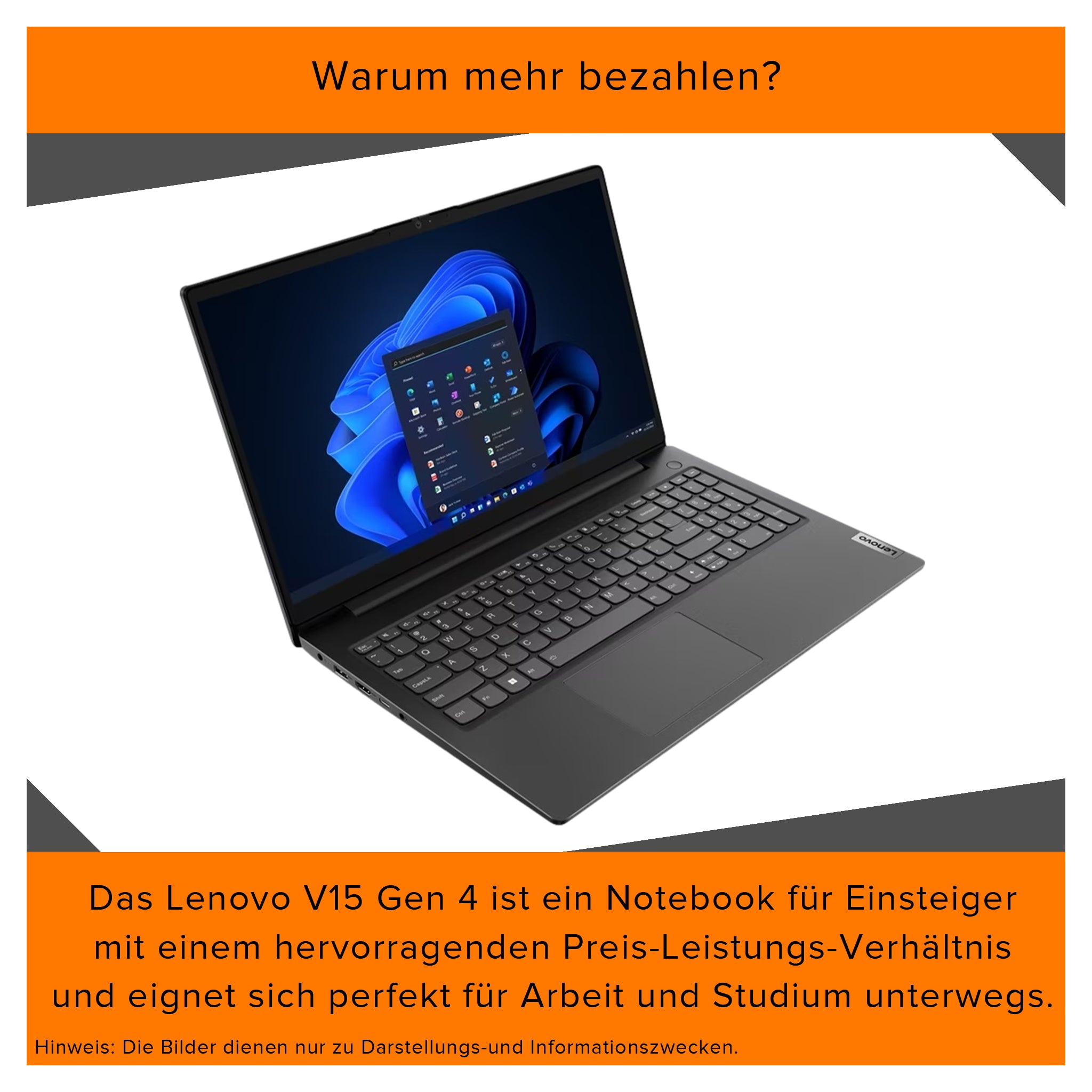 Lenovo V15 G4 Laptop, i5-13420H, 15.6" FHD, QWERTZ, W11Pro