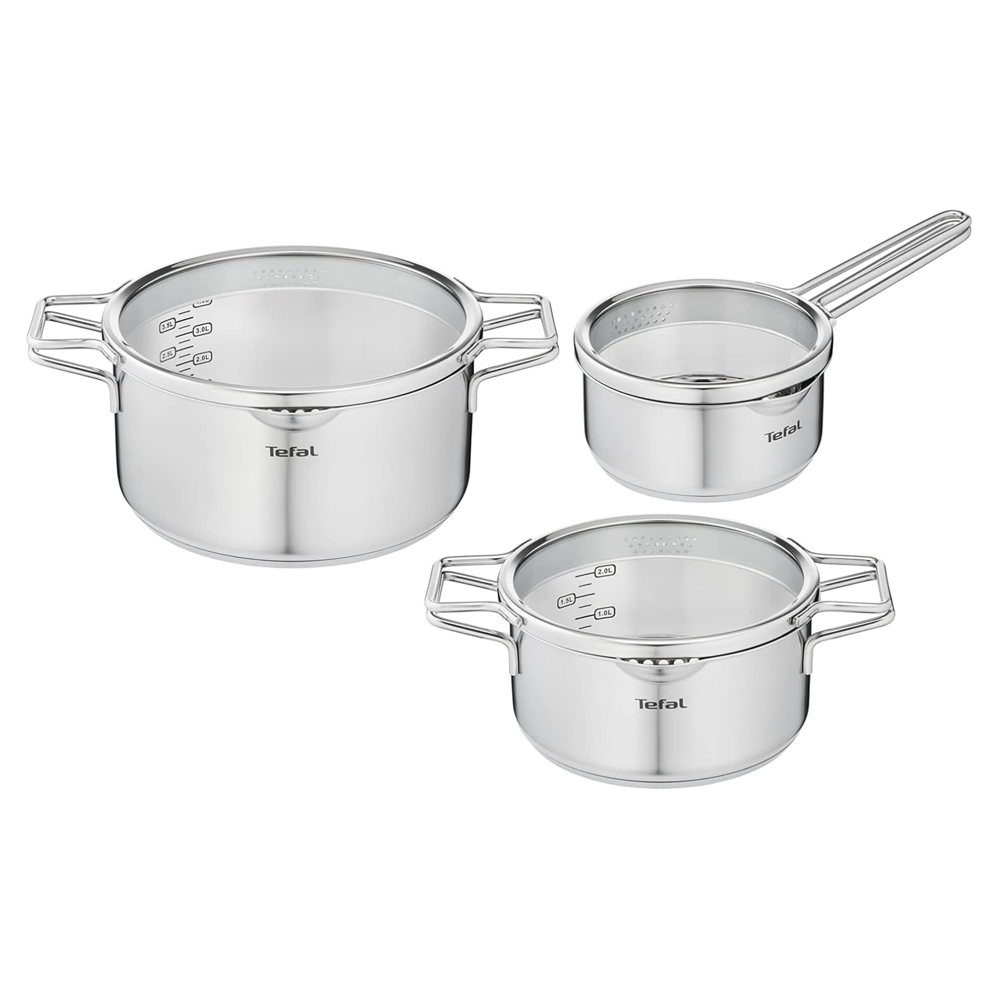 Tefal H852S3 Nordica 6-teiliges Topfset | bestehend aus Stielkasserolle 16 cm inkl. Deckel und Kochtöpfe 20/24 cm