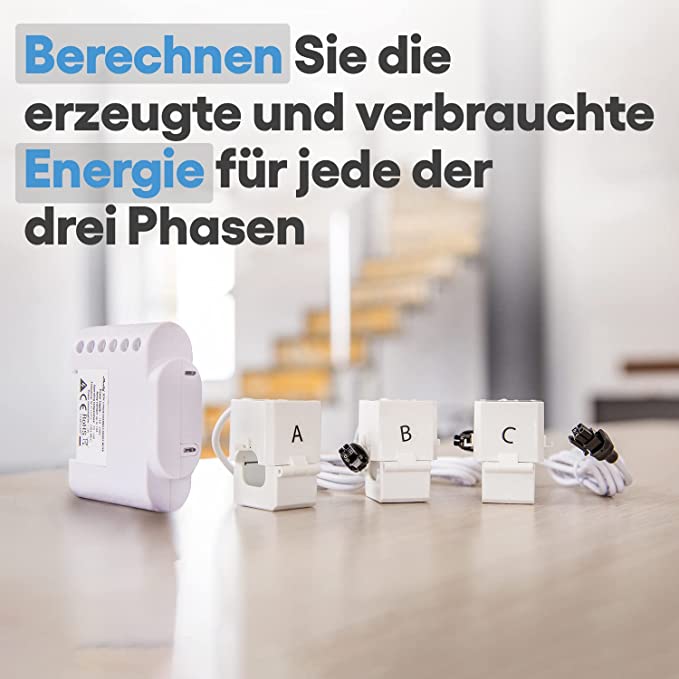 Shelly 3EM intelligenter 3-Phasen-WLAN Energiezähler und Schützsteuerung, Verbrauchsüberwachung, Smart Home Automation, kompatibel mit Alexa, Google Assistent, iOS & Android, kein Hub erforderlich